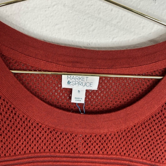 Market Spruce Rust Red Knit Sweater XL Lightweight Stretch Pullover Casual Cozy - Picture 4 of 7